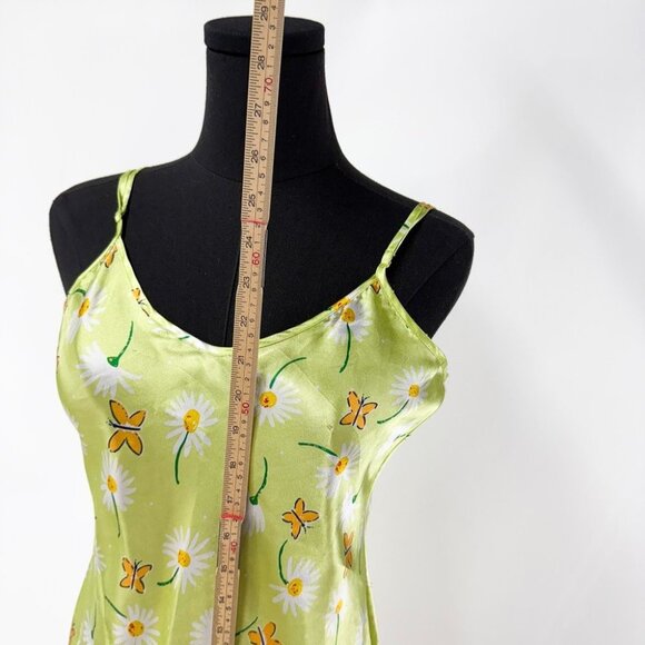 FLORAL SATIN GREEN DRESS SUMMER MINI DRESS - Picture 6 of 9